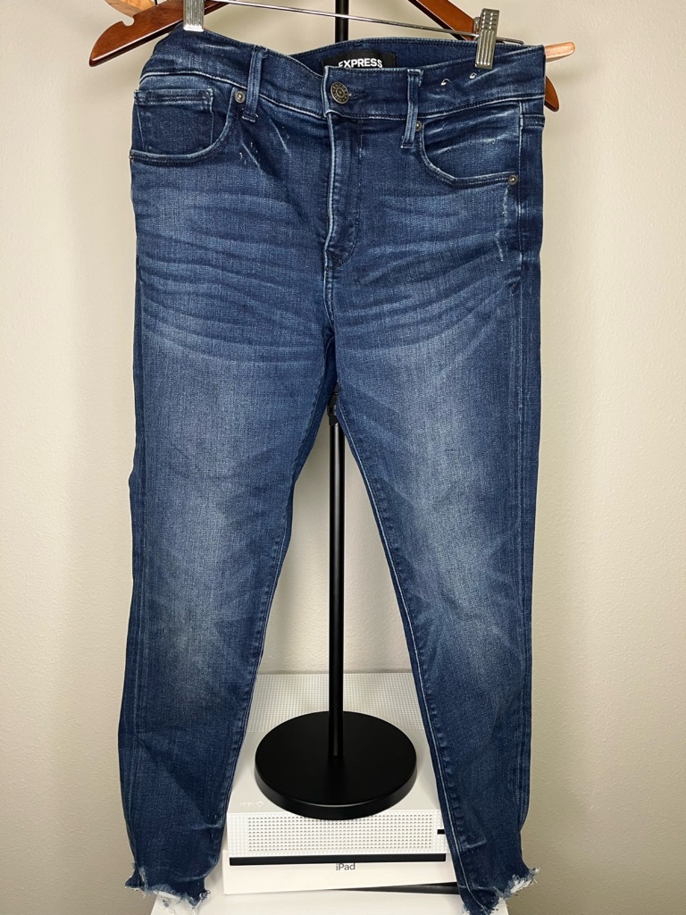 Express dark blue slim straight ankle jeans - Size 6 short & curvy